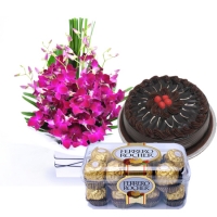 Purple Orchids, Ferrero Rocher and Cake