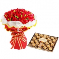 Combos,Red Roses with Ferrero Rocher