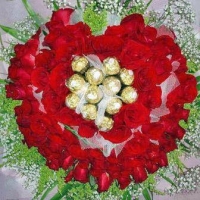 88 Red Roses With 11 Ferrero Rocher